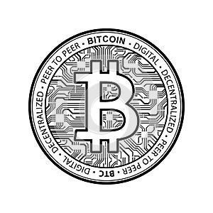 Bitcoin currency crypto coin icon sign vector illustration