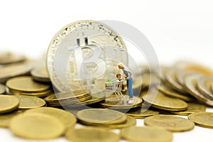 Bitcoin currency in the form of digital Cryptocurrency ,to be an intermediary in the exchange of goods and services. photo