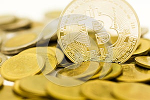 Bitcoin currency in the form of digital Cryptocurrency ,to be an intermediary in the exchange of goods and services. photo