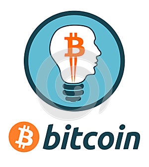 Bitcoin currency logo light bulb