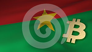 Bitcoin Currency Symbol on Flag of Burkina Faso