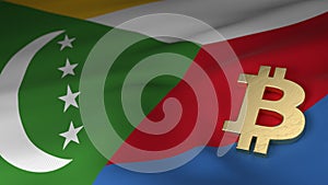 Bitcoin Currency Symbol on Flag of Comoros