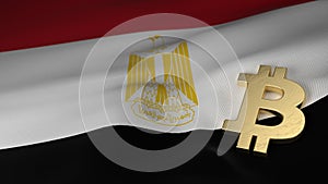 Bitcoin Currency Symbol on Flag of Egypt