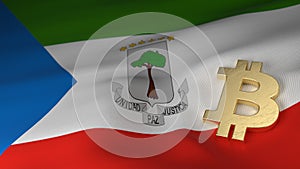 Bitcoin Currency Symbol on Flag of Equatorial Guinea