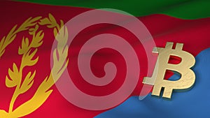 Bitcoin Currency Symbol on Flag of Eritrea