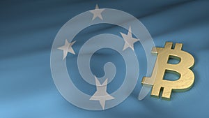 Bitcoin Currency Symbol on Flag of Federated States of Micronesia