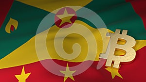 Bitcoin Currency Symbol on Flag of Grenada