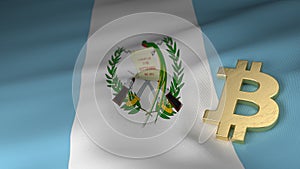 Bitcoin Currency Symbol on Flag of Guatemala