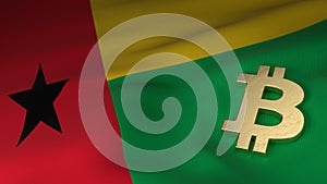Bitcoin Currency Symbol on Flag of Guinea-Bissau