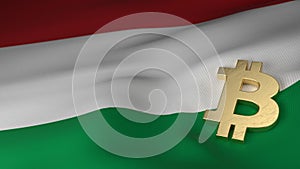 Bitcoin Currency Symbol on Flag of Hungary