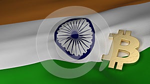 Bitcoin Currency Symbol on Flag of India