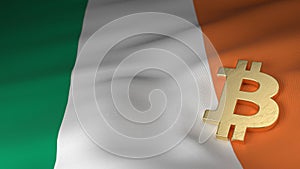 Bitcoin Currency Symbol on Flag of Ireland