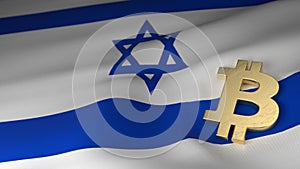 Bitcoin Currency Symbol on Flag of Israel