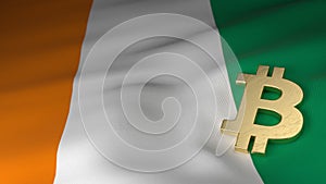 Bitcoin Currency Symbol on Flag of Ivory Coast