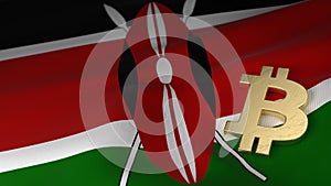 Bitcoin Currency Symbol on Flag of Kenya