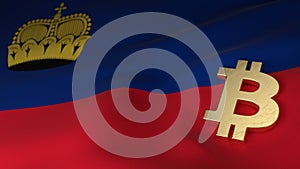 Bitcoin Currency Symbol on Flag of Liechtenstein