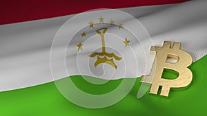 Bitcoin Currency Symbol on Flag of Tajikistan