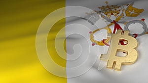 Bitcoin Currency Symbol on Flag of Vatican City