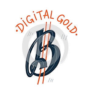 Bitcoin currency symbol or sign icon. Digital gold. BTC cryptocurrency money photo