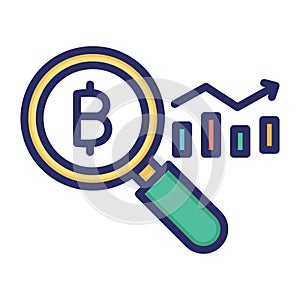 Bitcoin data analytics, blockchain analytics, blockchain data analysis, cryptocurrency analysis fully editable vector icons