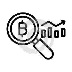 Bitcoin data analytics, blockchain analytics, blockchain data analysis, cryptocurrency analysis fully editable vector icons