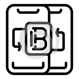 Bitcoin decentralized asset icon outline vector. Online monetary transaction