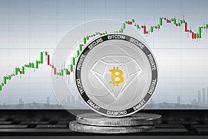 Bitcoin Diamond; cryptocurrency coins - Bitcoin Diamond BCD on the background of the chart