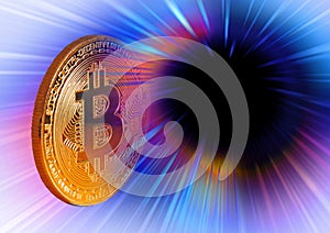 Bitcoin digital cryptocurrency gold coin