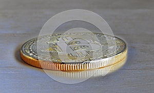 Bitcoin digital cryptocurrency gold coin