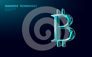 Bitcoin digital cryptocurrency sign 3D symbol. Big data information mining technology. Concept abstract web internet