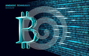 Bitcoin digital cryptocurrency sign 3D symbol. Big data information mining technology. Concept abstract web internet