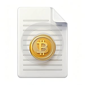 Bitcoin Document isolated on white background