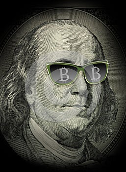 Bitcoin dollar banknotes