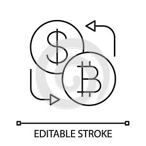 Bitcoin and dollar currency exchange linear icon