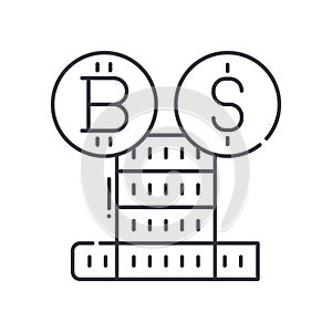 Bitcoin dollar icon, linear isolated illustration, thin line vector, web design sign, outline concept symbol with