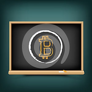Bitcoin education drawing on chalkboard