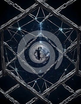 Bitcoin Encased in Cybernetic Webs AI Generative