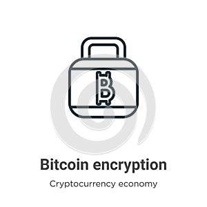 Bitcoin encryption outline vector icon. Thin line black bitcoin encryption icon, flat vector simple element illustration from