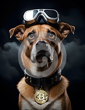 Bitcoin Enthusiast Dog with Goggles