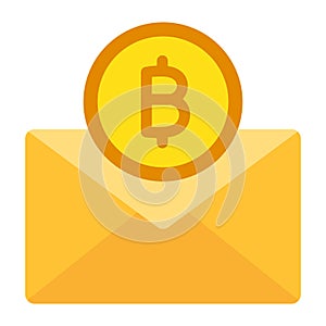 Bitcoin envelope, bitcoin mail, bitcoin postage, cryptocurrency envelope fully editable vector icons Bitcoin envelope, bitcoin ma