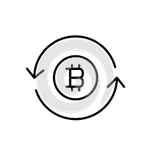 Bitcoin Exchange. Two arrows exchanging Bitcoin symbols. Trading cryptocurrencies. Pixel perfect vector icon