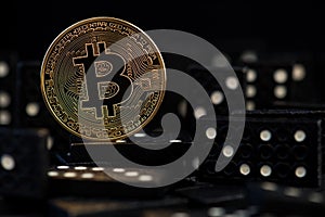 Bitcoin fall down Virtual money risk, crisis and collapse Dangers and risks of investing to bitcoin domino effect money.