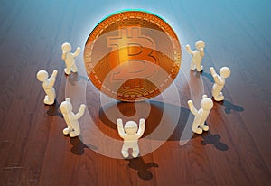 Bitcoin fanatics - 3D Illustration