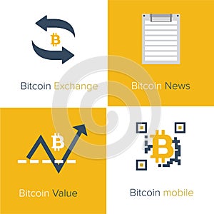 Bitcoin flat icons template
