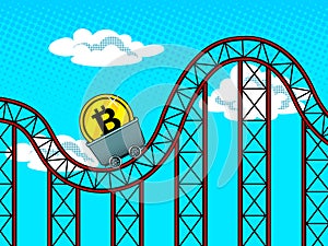 Bitcoin fluctuations pop art vector illustration photo
