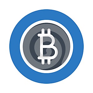 Bitcoin glyph color flat vector icon