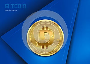 Bitcoin gold coin, abstract background currency, glowing bright lights