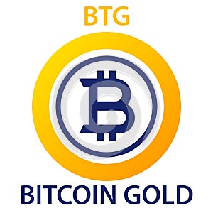 Bitcoin Gold Coin cryptocurrency blockchain icon. Virtual electronic, internet money or cryptocoin symbol, logo