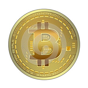 Bitcoin gold coin isolated on white background