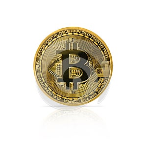 Bitcoin gold coin isolated on white background. Cryptocurrency. Digital money